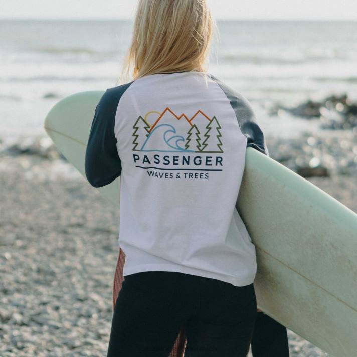 Passenger Frauen Toba recyceltes LS-T-Shirt aus dunklem Denim 0BP2896 woclothing Denim