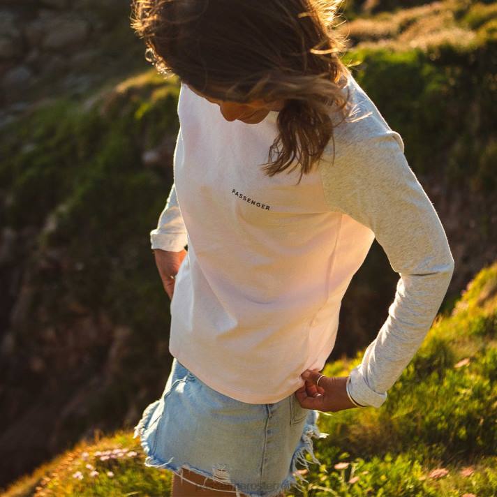 Passenger Frauen Toba recyceltes ls T-Shirt kaum rosa 0BP2895 woclothing Rosa