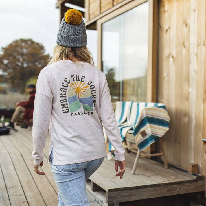 Passenger Frauen Umarmen Sie das recycelte LS-T-Shirt in pfirsichrosa meliert 0BP2870 woclothing Rosa