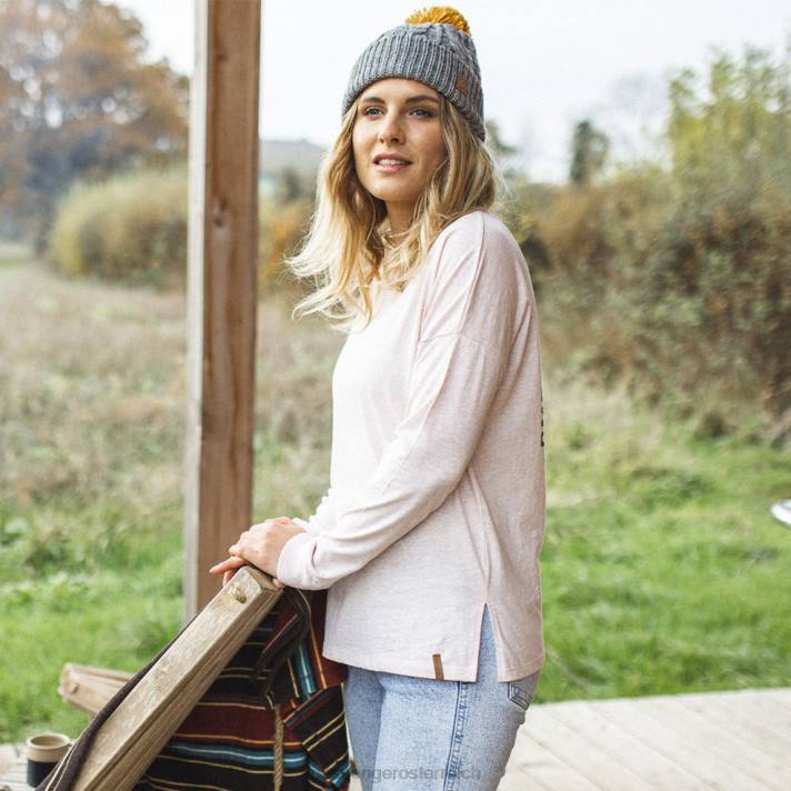 Passenger Frauen Umarmen Sie das recycelte LS-T-Shirt in pfirsichrosa meliert 0BP2870 woclothing Rosa