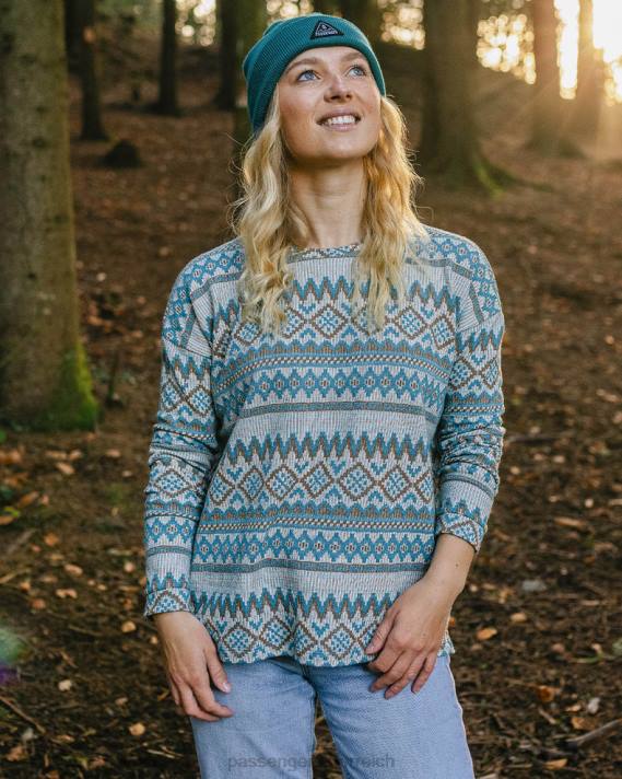 Passenger Frauen Wildnis-Jacquard-Ls-T-Shirt, Birken-Jacquard 0BP2873 woclothing Birke