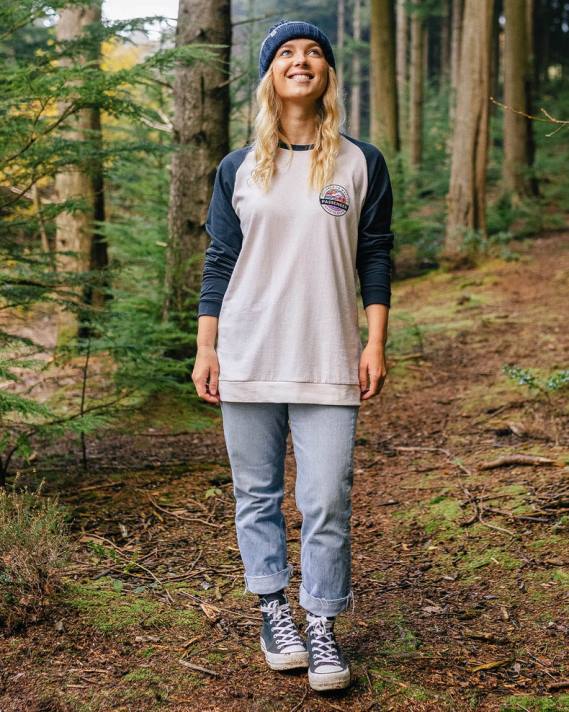 Passenger Frauen Wilds übergroßes Langarm-T-Shirt aus recycelter Baumwolle in tiefem Marineblau 0BP2869 woclothing Marine