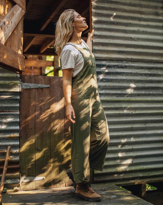 Passenger Frauen Lazy Day Latzhose Khaki 0BP2966 woclothing khaki