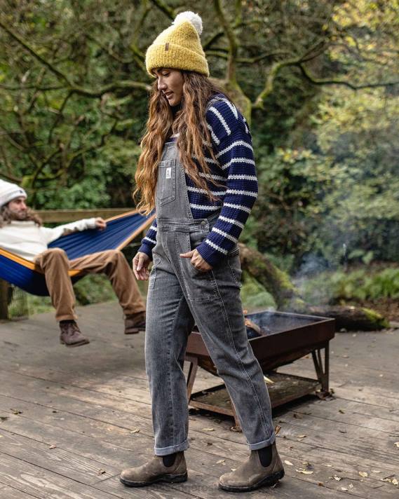 Passenger Frauen Roamist-Latzhose aus Bio-Baumwolle, gewaschener schwarzer Denim 0BP2952 woclothing Schwarz