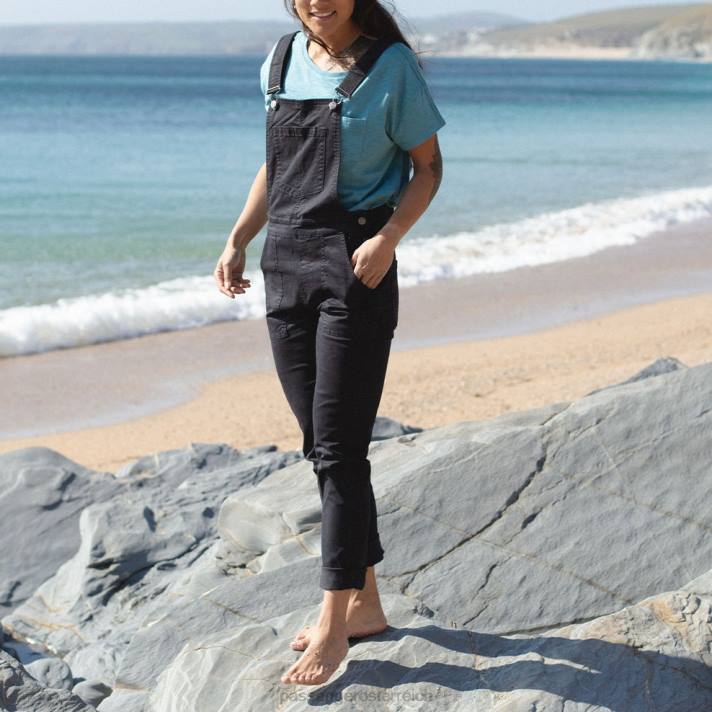 Passenger Frauen Roamist-Latzhose, schwarz gewaschen 0BP2982 woclothing Schwarz