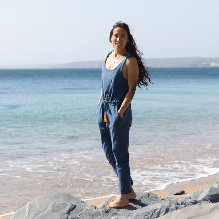 Passenger Frauen Eva recycelter Jumpsuit aus dunklem Denim 0BP2974 woclothing Denim