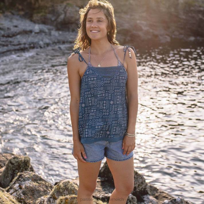 Passenger Frauen Kaskaden-Cami-Geo-Fliese in Blaukoralle 0BP21017 woclothing Blau