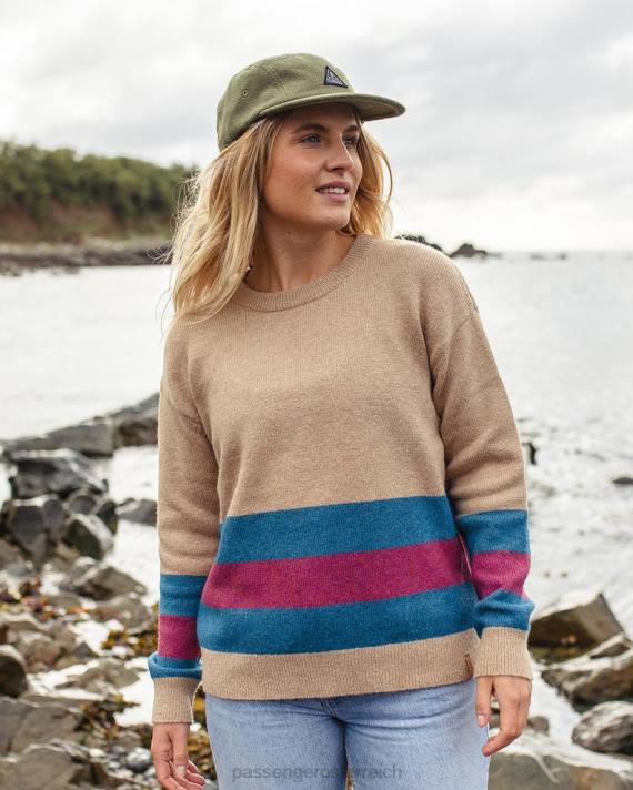 Passenger Frauen Bay recycelter Strickpullover Sand 0BP2841 woclothing Sand