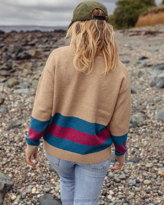 Passenger Frauen Bay recycelter Strickpullover Sand 0BP2841 woclothing Sand