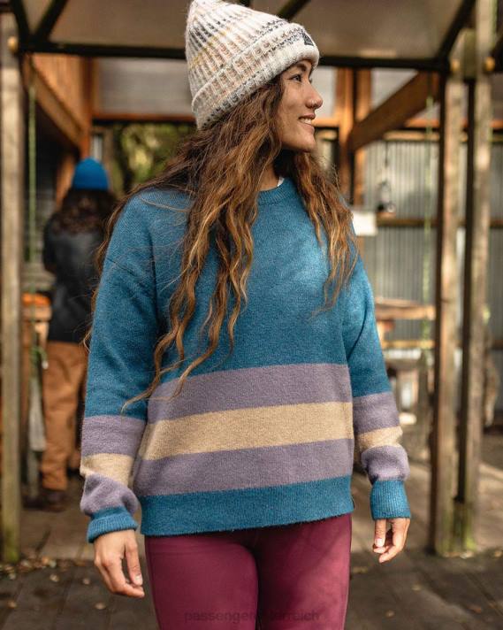Passenger Frauen Bay recycelter Strickpullover in Blaukoralle 0BP2832 woclothing Blau