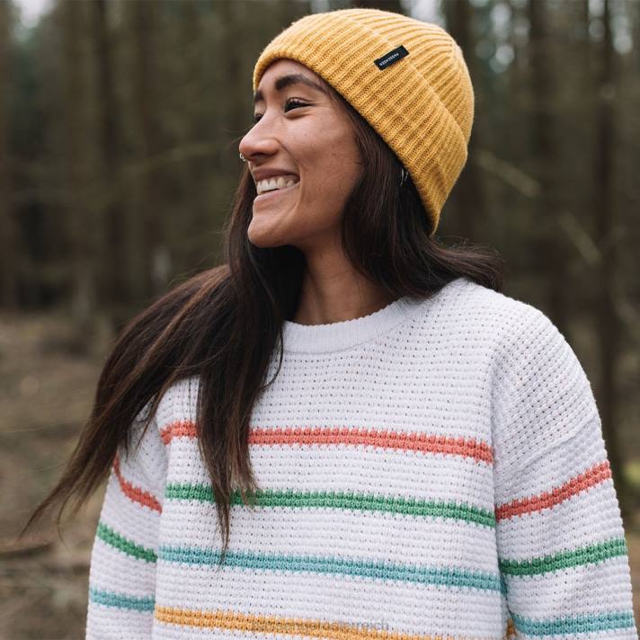 Passenger Frauen Lakewood-Strickpullover mit weißen Streifen 0BP2843 woclothing Weiß