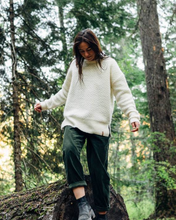 Passenger Frauen Ruhiger Strickpullover in gebrochenem Weiß 0BP2814 woclothing Weiß