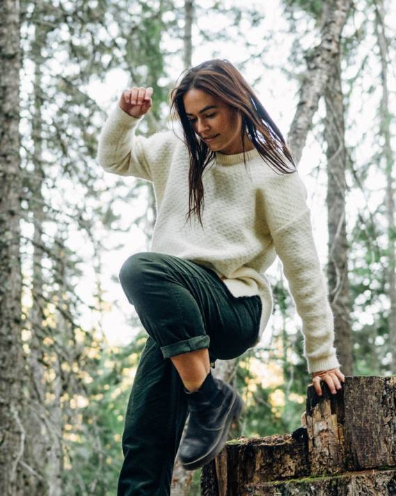 Passenger Frauen Ruhiger Strickpullover in gebrochenem Weiß 0BP2814 woclothing Weiß