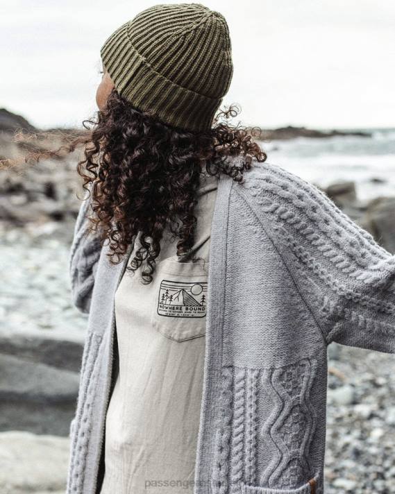 Passenger Frauen Seaboard-Strickjacke in Hellgrau meliert 0BP2823 woclothing grau