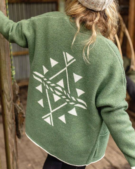 Passenger Frauen Strickjacke aus recyceltem West Coast-Strick in Khaki 0BP2828 woclothing khaki