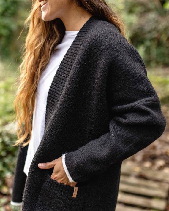 Passenger Frauen Strickjacke aus recyceltem West Coast-Strick in Schwarz 0BP2827 woclothing Schwarz