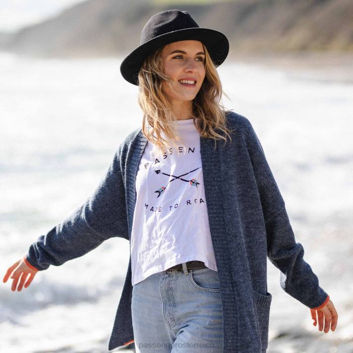 Passenger Frauen West Coast Cardigan aus dunklem Denim 0BP2824 woclothing Denim