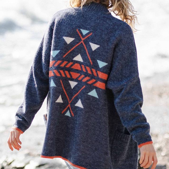 Passenger Frauen West Coast Cardigan aus dunklem Denim 0BP2824 woclothing Denim