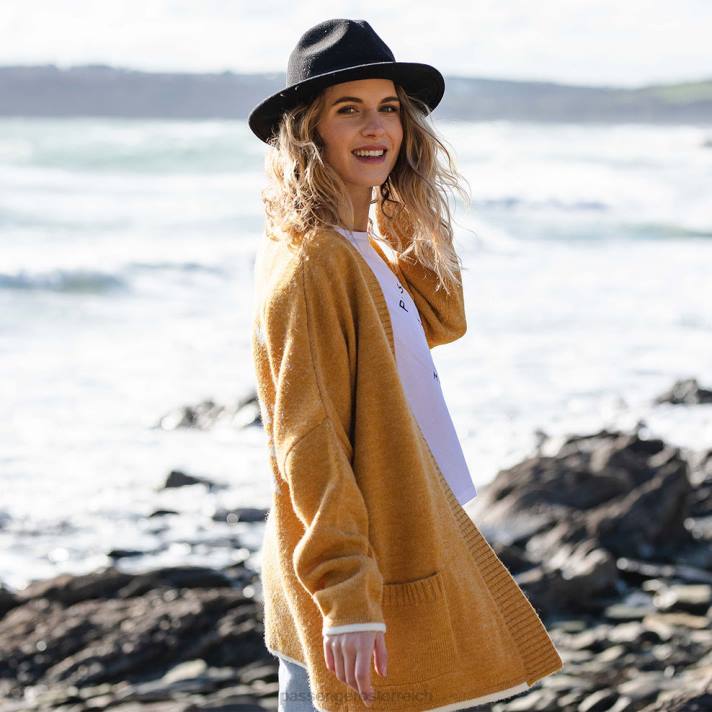 Passenger Frauen Westküsten-Cardigan, Sonnenuntergangsgelb 0BP2817 woclothing Gelb