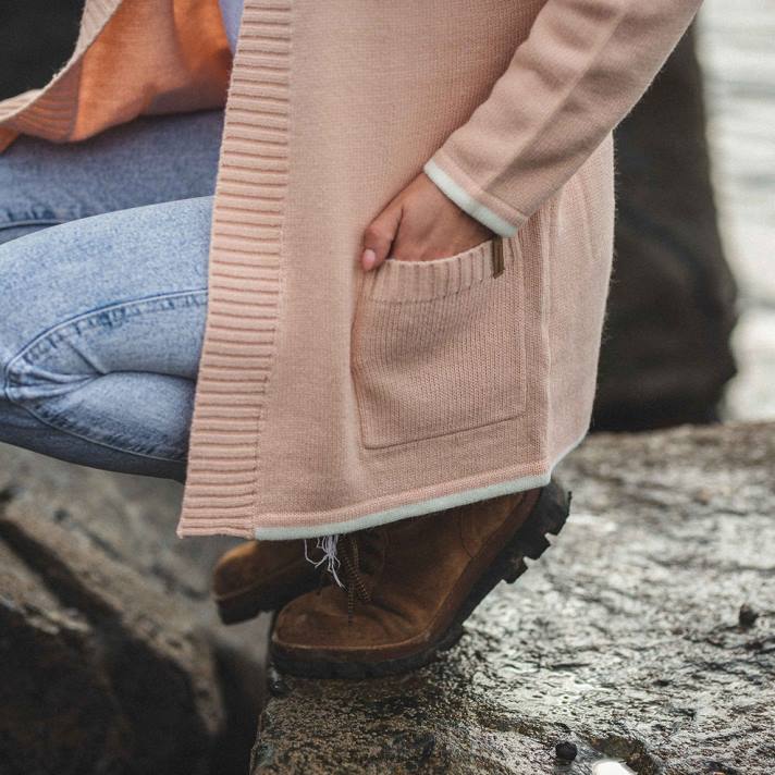 Passenger Frauen Westküsten-Cardigan in Pfirsichrosa 0BP2852 woclothing Rosa