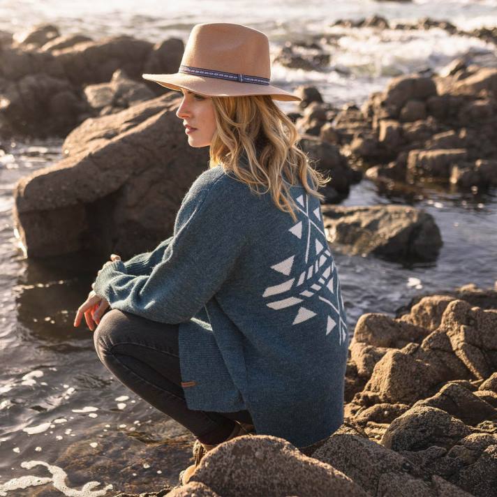 Passenger Frauen Westküsten-Strickpullover, blaue Koralle 0BP2837 woclothing Blau