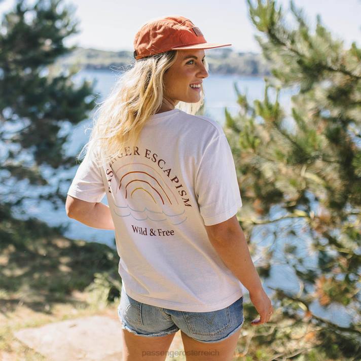 Passenger Frauen Regenbogen-T-Shirt aus recycelter Baumwolle Reiher 0BP21003 woclothing Reiher