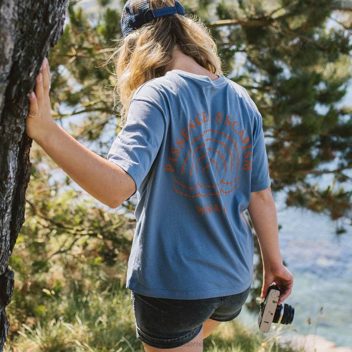 Passenger Frauen Regenbogen-T-Shirt aus recycelter Baumwolle, Steinblau 0BP21001 woclothing Blau