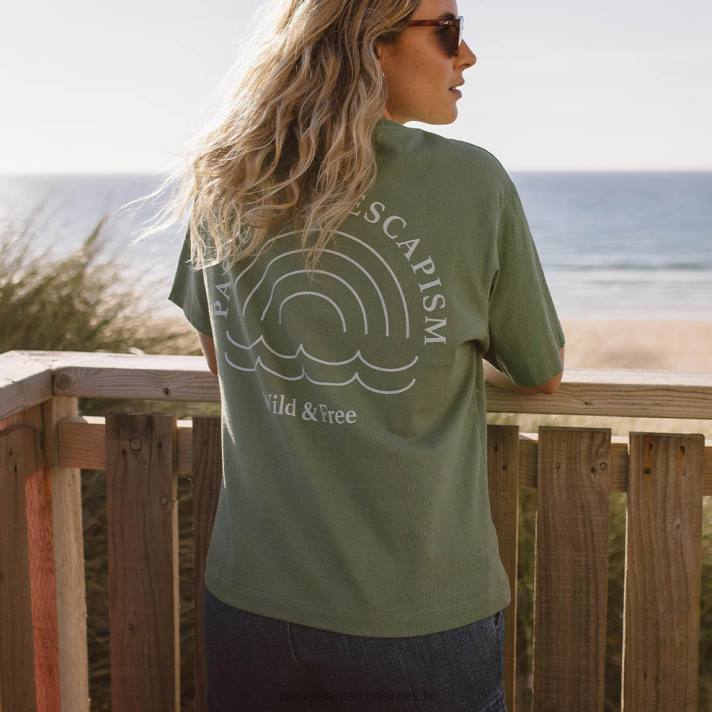 Passenger Frauen Regenbogen-T-Shirt aus recycelter Baumwolle, dunkles Efeu 0BP21013 woclothing Efeu