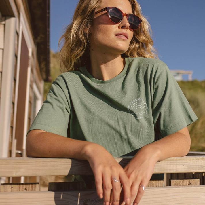 Passenger Frauen Regenbogen-T-Shirt aus recycelter Baumwolle, dunkles Efeu 0BP21013 woclothing Efeu