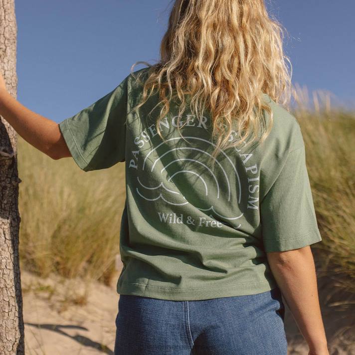 Passenger Frauen Regenbogen-T-Shirt aus recycelter Baumwolle, dunkles Efeu 0BP21013 woclothing Efeu