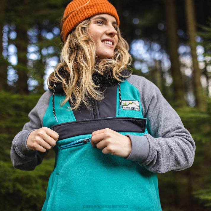 Passenger Frauen Alexander Kapuzenpullover mit 1/2-Reißverschluss aus recyceltem Polarfleece in Viridiangrün 0BP2702 woclothing Grün