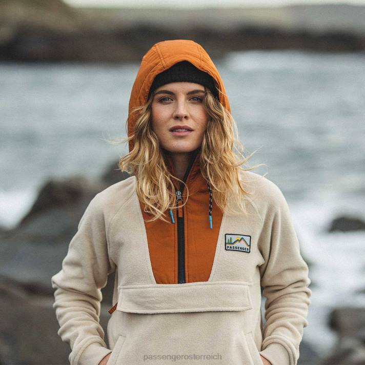 Passenger Frauen Alexander Kapuzenpullover mit halbem Reißverschluss, Haferflocken aus recyceltem Polarfleece 0BP2684 woclothing Haferflocken