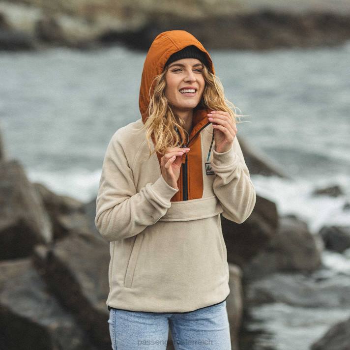Passenger Frauen Alexander Kapuzenpullover mit halbem Reißverschluss, Haferflocken aus recyceltem Polarfleece 0BP2684 woclothing Haferflocken