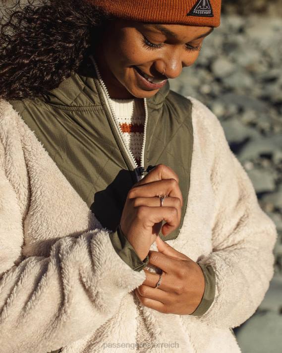 Passenger Frauen Beaumont recyceltes Sherpa-Kapuzenfleece, warmes Elfenbein 0BP2664 woclothing Elfenbein