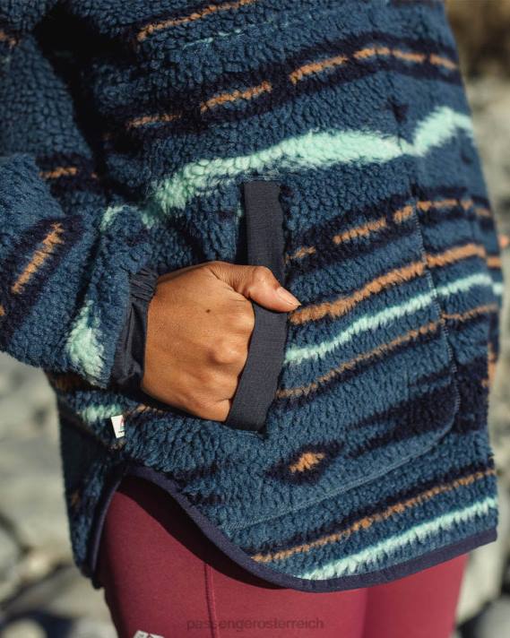 Passenger Frauen Beaumont recyceltes hochfloriges Sherpa-Fleece mit blauem Korallen-Geomuster 0BP2673 woclothing Blau