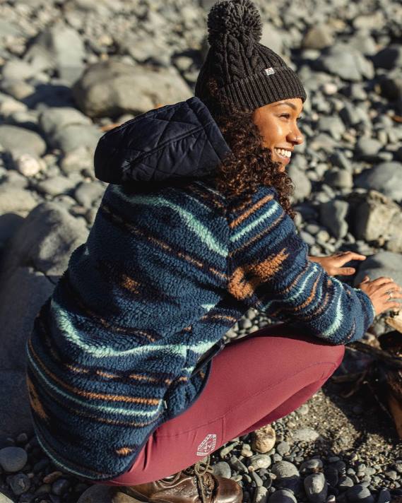 Passenger Frauen Beaumont recyceltes hochfloriges Sherpa-Fleece mit blauem Korallen-Geomuster 0BP2673 woclothing Blau