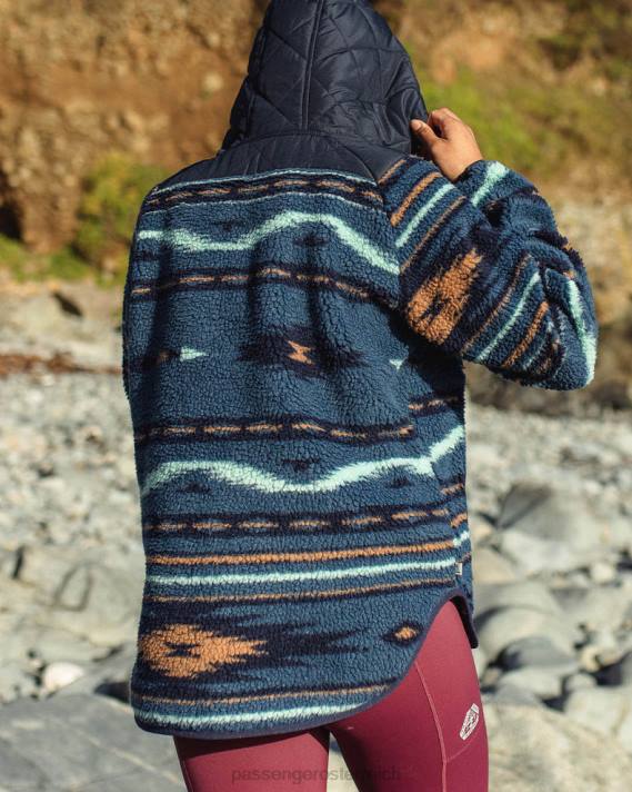 Passenger Frauen Beaumont recyceltes hochfloriges Sherpa-Fleece mit blauem Korallen-Geomuster 0BP2673 woclothing Blau
