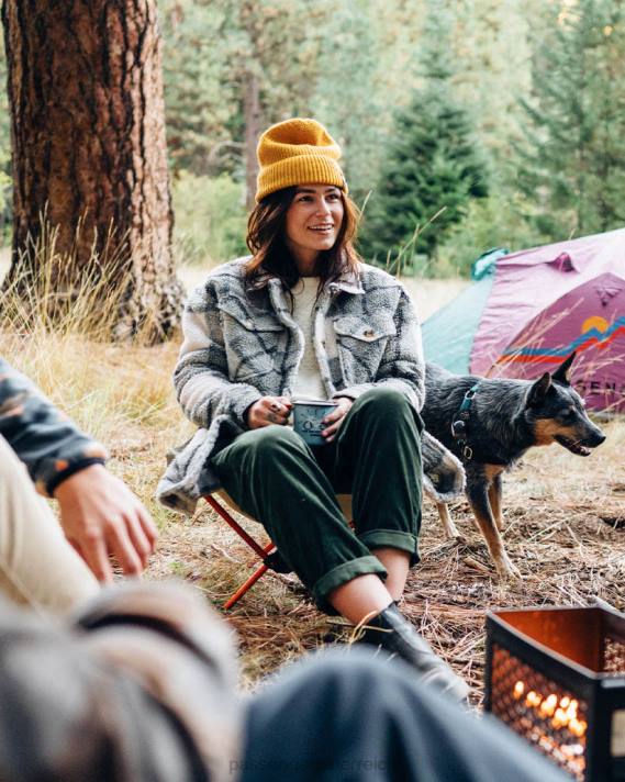 Passenger Frauen Cloudy-Hemd aus recyceltem, hochflorigem Sherpa-Fleece mit Pistazienkaro 0BP2656 woclothing Pistazie