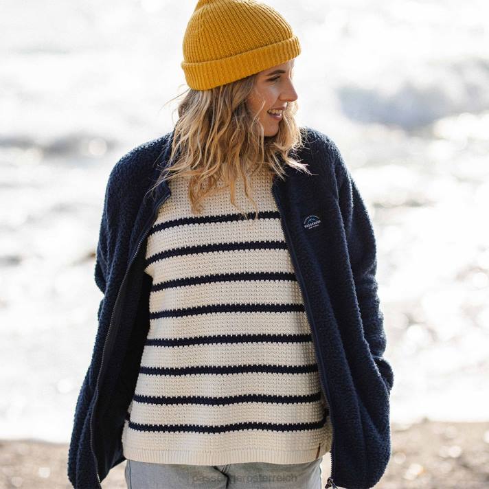 Passenger Frauen Fairbanks durchgehender Reißverschluss aus recyceltem Sherpa-Fleece in Marineblau 0BP2679 woclothing Marine