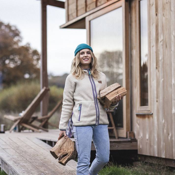 Passenger Frauen Lake Full Zip Kapuzenpullover aus recyceltem Sherpa-Fleece Haferflocken 0BP2701 woclothing Haferflocken