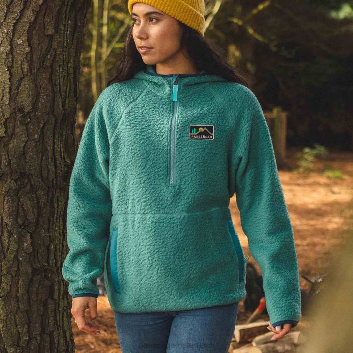 Passenger Frauen Maine Kapuzenpullover aus recyceltem Sherpa-Fleece in Ozeangrün 0BP2700 woclothing Grün