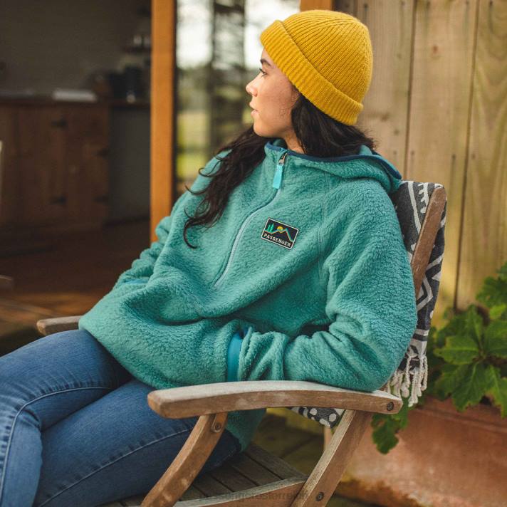 Passenger Frauen Maine Kapuzenpullover aus recyceltem Sherpa-Fleece in Ozeangrün 0BP2700 woclothing Grün