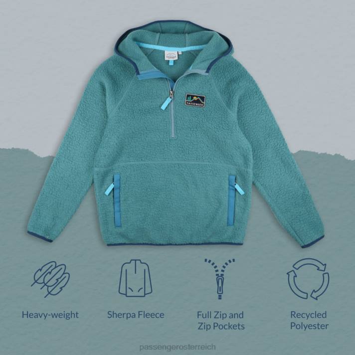 Passenger Frauen Maine Kapuzenpullover aus recyceltem Sherpa-Fleece in Ozeangrün 0BP2700 woclothing Grün