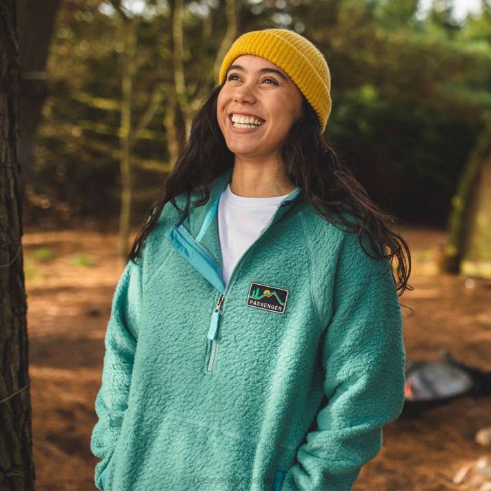 Passenger Frauen Maine Kapuzenpullover aus recyceltem Sherpa-Fleece in Ozeangrün 0BP2700 woclothing Grün