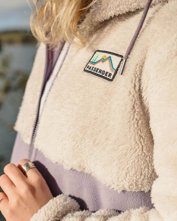 Passenger Frauen Nestling Fleece mit Kapuze aus recyceltem Sherpa, staubiges Flieder 0BP2667 woclothing lila