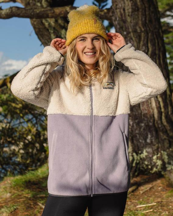 Passenger Frauen Nestling Fleece mit Kapuze aus recyceltem Sherpa, staubiges Flieder 0BP2667 woclothing lila