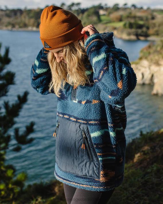 Passenger Frauen Perouse recyceltes hochfloriges Sherpa-Fleece mit blauem Korallen-Geomuster 0BP2661 woclothing Blau