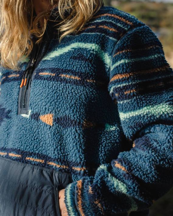Passenger Frauen Perouse recyceltes hochfloriges Sherpa-Fleece mit blauem Korallen-Geomuster 0BP2661 woclothing Blau