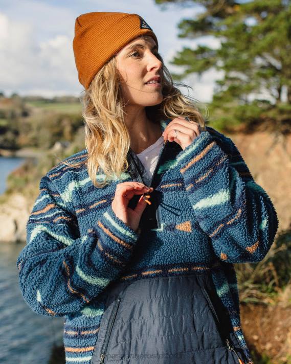 Passenger Frauen Perouse recyceltes hochfloriges Sherpa-Fleece mit blauem Korallen-Geomuster 0BP2661 woclothing Blau