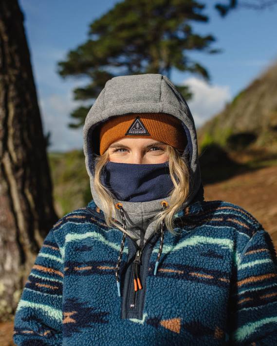 Passenger Frauen Snowdrift-Kapuze aus recyceltem Polarfleece, grau meliert 0BP21085 woclothing grau